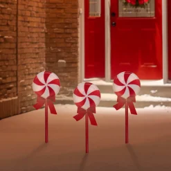 Set of 3 Peppermint Candies Christmas Pathway Markers 16" Candy