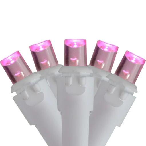 Outlet Set of 70 Pink LED Wide Angle Icicle Christmas Lights - 6ft White Wire Icicles