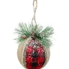 Discount Set of 4 Red and Black Plaid with Burlap Christmas Ball Ornaments 6" (152mm) Shatterproof Balls|Ball Ornaments