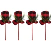 Clearance Set of 4 Red and Black Plaid Plush Winter Hat Christmas Picks 15" Novelty