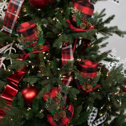 Clearance Set of 4 Red and Black Plaid Plush Winter Hat Christmas Picks 15" Novelty
