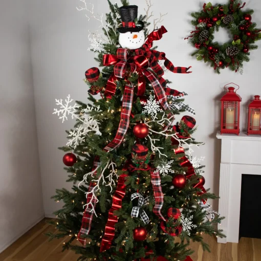 Clearance Set of 4 Red and Black Plaid Plush Winter Hat Christmas Picks 15" Novelty