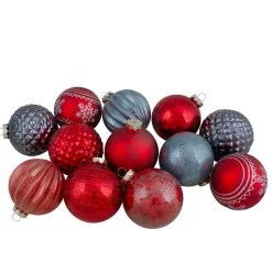 Online Set of 12 Red and Blue Finial and Glass Ball Christmas Ornaments Glass|Ball Ornaments