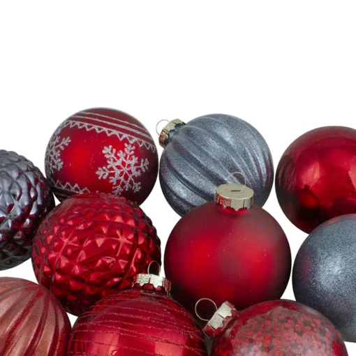 Online Set of 12 Red and Blue Finial and Glass Ball Christmas Ornaments Glass|Ball Ornaments