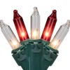 Sale Set of 50 Red and Clear Mini Christmas Lights, 2.5" Spacing - Green Wire Incandescent