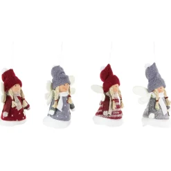Discount Set of 4 Red and Gray Plush Angel Christmas Ornaments 4.25