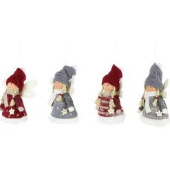 Discount Set of 4 Red and Gray Plush Angel Christmas Ornaments 4.25