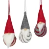 Hot Set of 3 Red and Gray Santa Gnome Christmas Ornaments 4.75" Gnomes