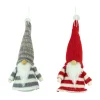 Online Set of 2 Red and Gray Striped Gnome Plush Christmas Ornaments 6.25" Gnomes