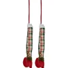 Online Set of 2 Red and Green Plaid Plush Elf Leg Christmas Picks 30" Elves & Fairies