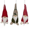 New Set of 3 Red and Green Santa Gnome Christmas Ornament 4.25" Gnomes