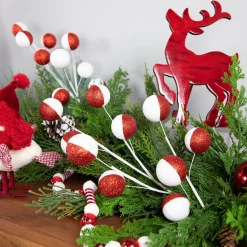 Outlet Set of 2 Red and White Glittered Candy Cane Christmas Picks 22" Sprays, Picks & Branches