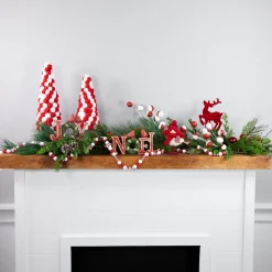 Outlet Set of 2 Red and White Glittered Candy Cane Christmas Picks 22