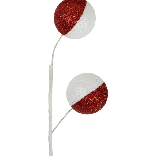 Outlet Set of 2 Red and White Glittered Candy Cane Christmas Picks 22" Sprays, Picks & Branches