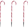New Set of 3 Red and White Twinkle Candy Cane Pathway Markers 26" Lawn Stakes