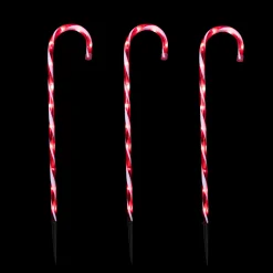 New Set of 3 Red and White Twinkle Candy Cane Pathway Markers 26