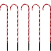 Set of 5 Red Lighted Candy Cane Christmas Lawn Stakes 28" - Battery Operated Lawn Stakes