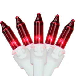 Outlet Set of 100 Red Mini Christmas Lights 2.5" Spacing - White Wire Incandescent