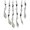 New Set of 6 Silver and Clear Diamond Faceted Jewel Christmas Dangle Ornaments 7" Novelty