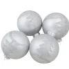 Clearance Set of 4 Silver Glass Ball Christmas Ornaments 3.25" (80mm) Glass|Ball Ornaments