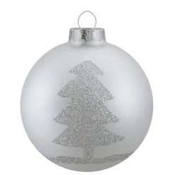 Clearance Set of 4 Silver Glass Ball Christmas Ornaments 3.25