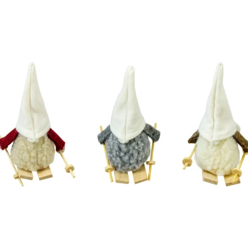 Set of 3 Skiing Gnomes Christmas Ornaments 4.5" Gnomes