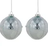 Discount Set of 2 Sky Blue Glittered and Beaded Snowflake Glass Christmas Ball Ornaments 4" Glass|Ball Ornaments