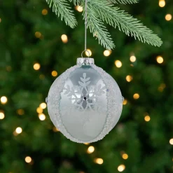 Discount Set of 2 Sky Blue Glittered and Beaded Snowflake Glass Christmas Ball Ornaments 4" Glass|Ball Ornaments