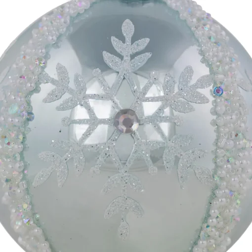 Discount Set of 2 Sky Blue Glittered and Beaded Snowflake Glass Christmas Ball Ornaments 4" Glass|Ball Ornaments