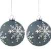 Outlet Set of 2 Slate Blue Jeweled Snowflake Glass Christmas Ball Ornaments Glass|Ball Ornaments
