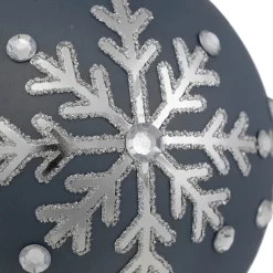 Outlet Set of 2 Slate Blue Jeweled Snowflake Glass Christmas Ball Ornaments Glass|Ball Ornaments
