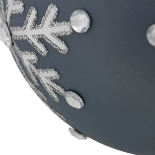 Outlet Set of 2 Slate Blue Jeweled Snowflake Glass Christmas Ball Ornaments Glass|Ball Ornaments