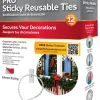 Clearance Set of 12 Sticky Reusable Ties with Clip Hooks 2" Accessories