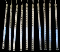 Clearance Set of 10 Transparent Dripping Icicle Snowfall Christmas Light Tubes - 14 ft Clear Wire Novelty