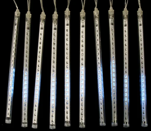 Clearance Set of 10 Transparent Dripping Icicle Snowfall Christmas Light Tubes - 14 ft Clear Wire Novelty
