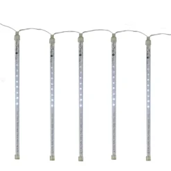 Clearance Set of 10 Transparent Dripping Icicle Snowfall Christmas Light Tubes - 14 ft Clear Wire Novelty