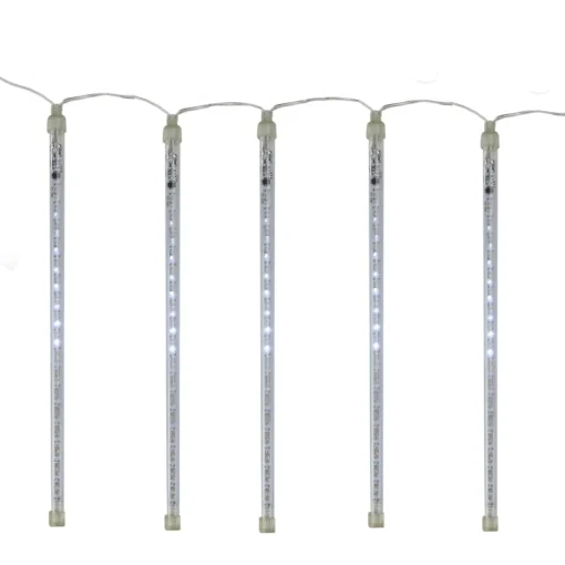 Clearance Set of 10 Transparent Dripping Icicle Snowfall Christmas Light Tubes - 14 ft Clear Wire Novelty