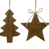 Online Set of 2 Tree and Star Wooden Christmas Ornaments 5" Garden & Floral