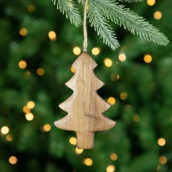 Online Set of 2 Tree and Star Wooden Christmas Ornaments 5" Garden & Floral