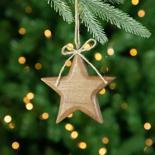 Online Set of 2 Tree and Star Wooden Christmas Ornaments 5" Garden & Floral