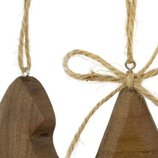 Online Set of 2 Tree and Star Wooden Christmas Ornaments 5" Garden & Floral