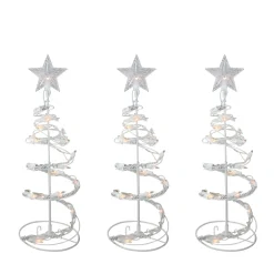 Clearance Set of 3 White Clear Lighted Spiral Cone Walkway Christmas Trees Outdoor Decor 18" Trees