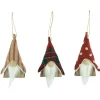 Clearance Set of 3 Wooden Gnomes Christmas Ornaments 4" Gnomes