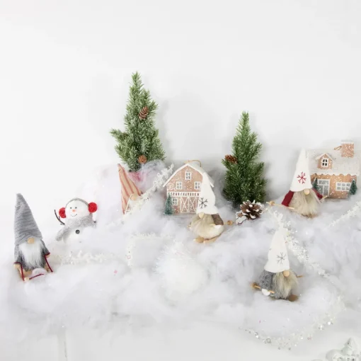 Clearance Set of 3 Wooden Gnomes Christmas Ornaments 4" Gnomes