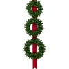 New Set of 3 Wreaths on Red Ribbon Hanging Christmas Decoration, 6.5' Unlit