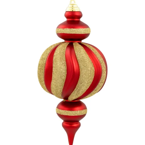 Outlet Shatterproof Commercial Size Finial Christmas Ornaments - 10" - Red and Gold - Set of 4 Shatterproof Balls|Ball Ornaments
