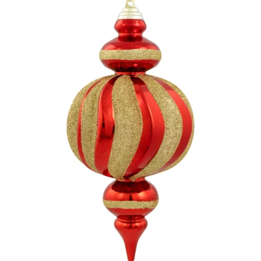 Outlet Shatterproof Commercial Size Finial Christmas Ornaments - 10" - Red and Gold - Set of 4 Shatterproof Balls|Ball Ornaments