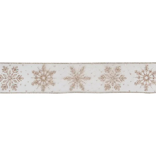 Best Sheer Gold Snowflake Christmas Wired Craft Ribbon 2.5" x 10 Yards Ribbons & Bows