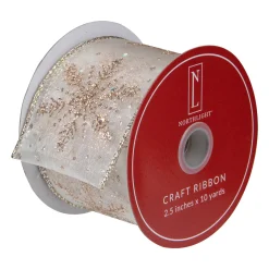 Best Sheer Gold Snowflake Christmas Wired Craft Ribbon 2.5