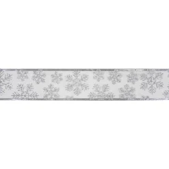 Outlet Sheer Silver Snowflake Christmas Wired Craft Ribbon 2.5" x 10 Yards Ribbons & Bows
